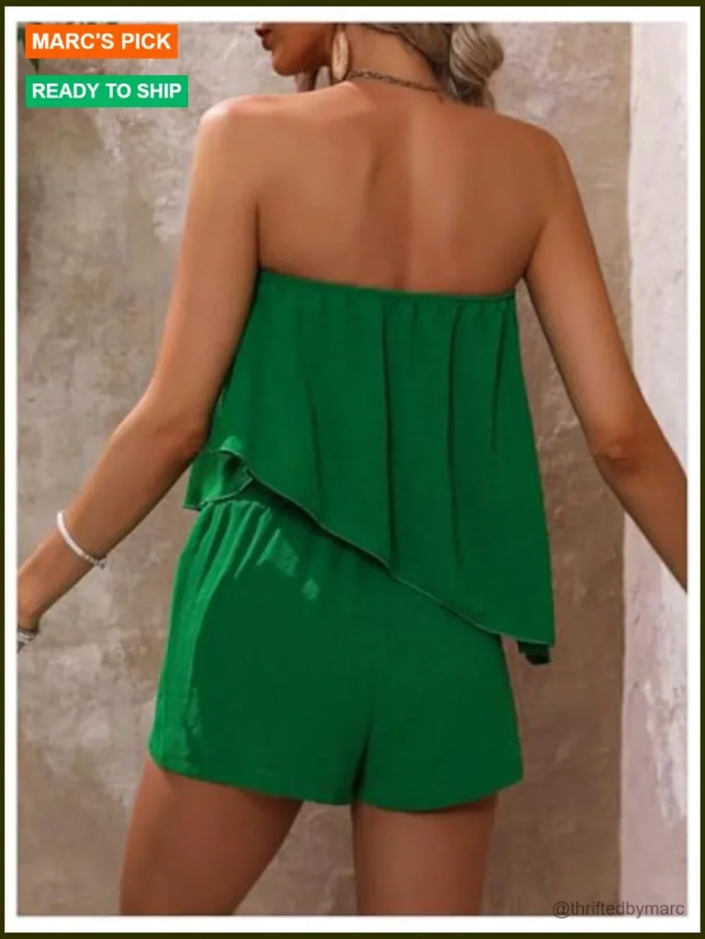 Women's Summer 2 Piece Set Asymmetrical Tube Top Shorts Non-Stretch